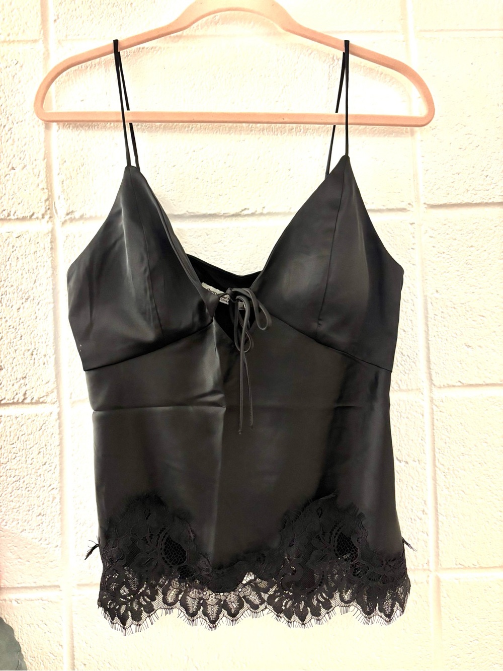 Abercrombie & Fitch Satin Lace-Trim Black Cami Top